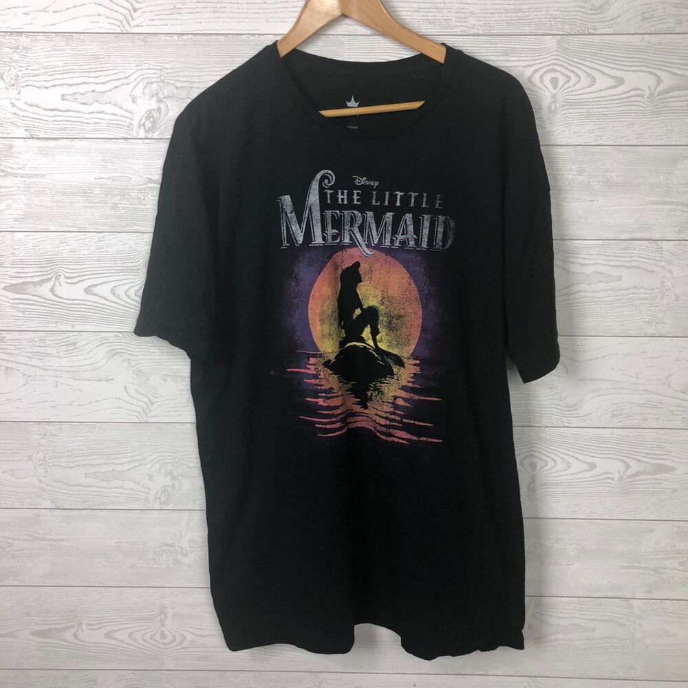 Disney Women's 2XL The Little Mermaid Short Sleeve Tee Shirt 100% Cotton Black